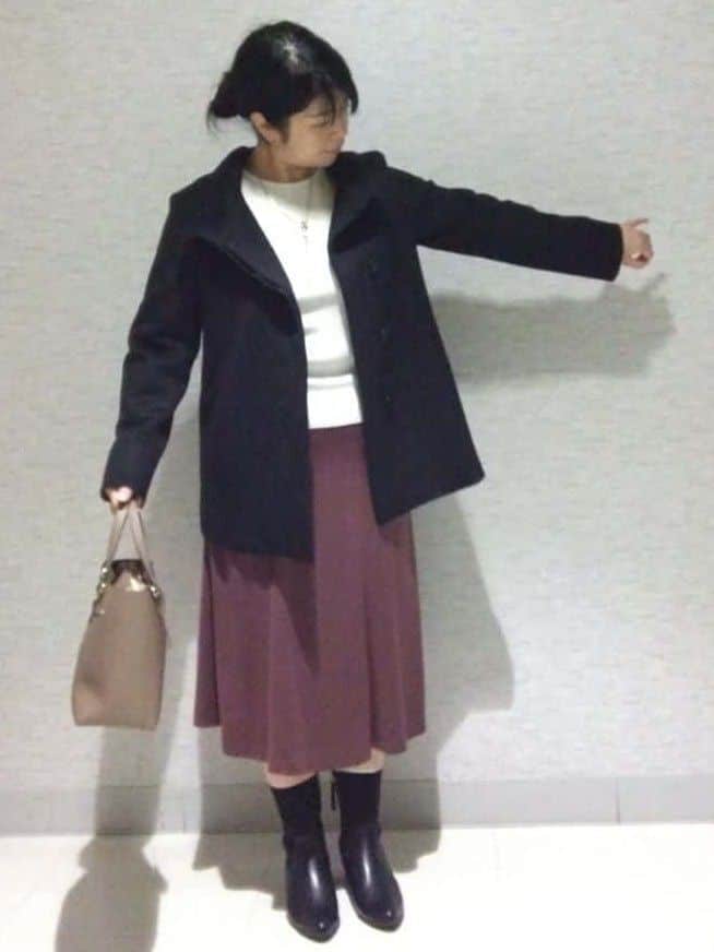 sakoさんの「Reflect｜【SS-4Lサイズ／衿が顔に当たらない◎】スタンドネックミドルコート」を使ったコーディネート