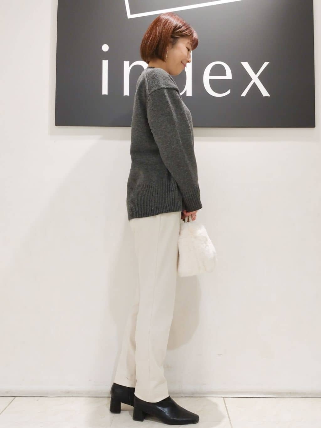 n.さんの「index｜ウォームストレッチテーパードパンツ【洗濯機OK／防シワ／吸湿発熱】《XS～3L》」を使ったコーディネート