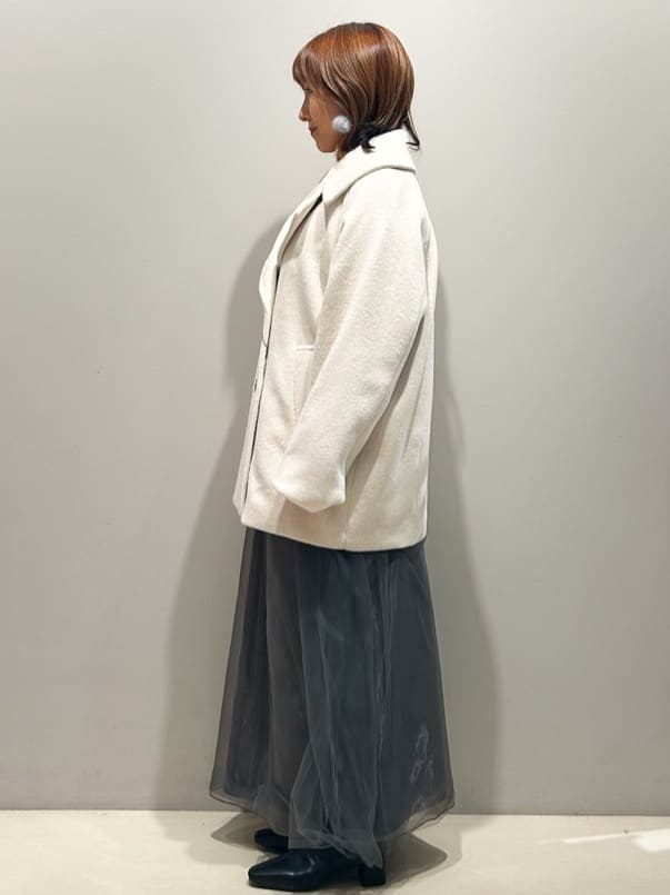 miyuさんの「OPAQUE.CLIP｜カシミヤブレンドウールミドルピーコート」を使ったコーディネート