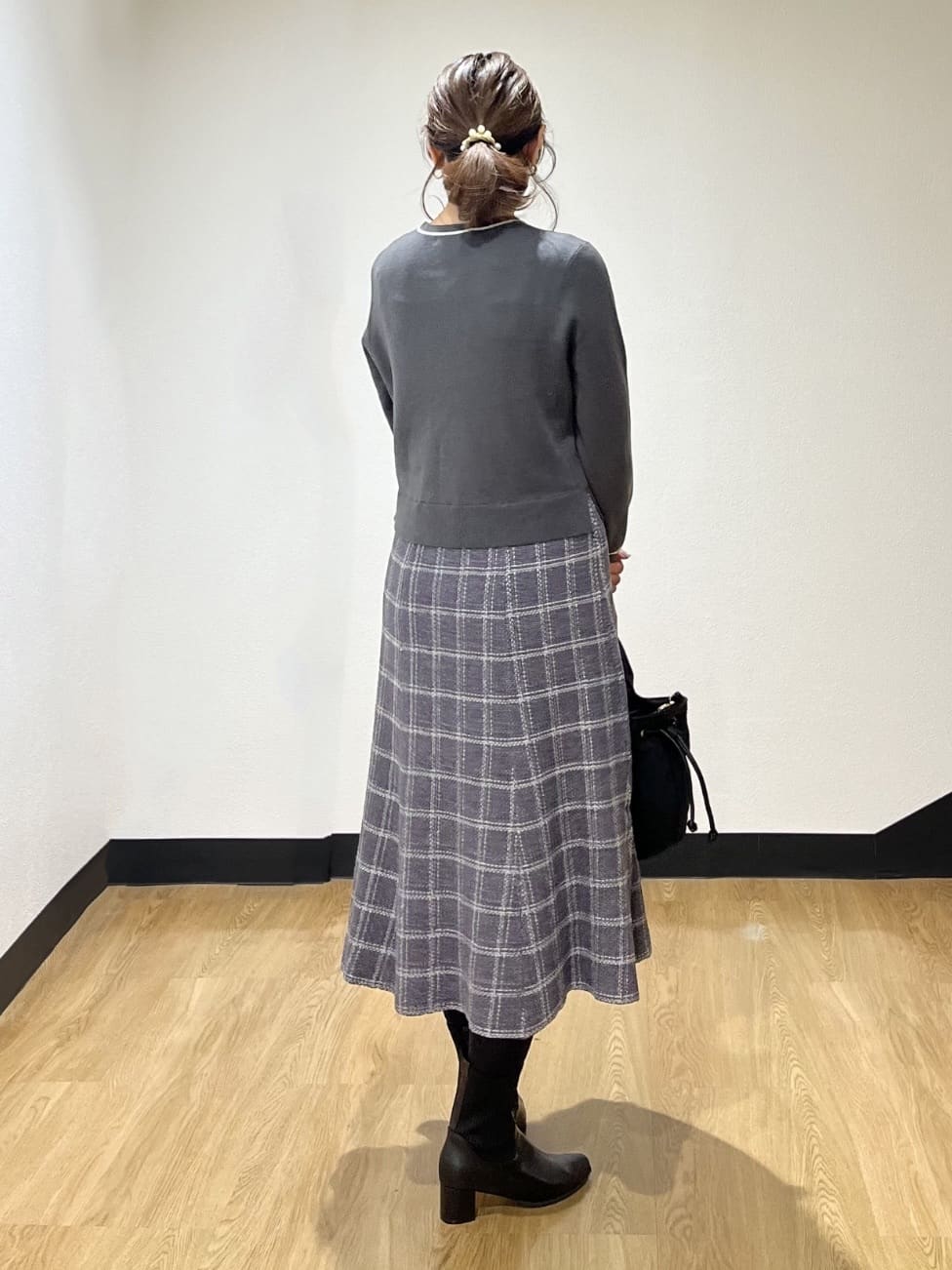 ayaさんの「Reflect｜【コートインでもすっきり◎】チェック柄ニットドッキングワンピース」を使ったコーディネート