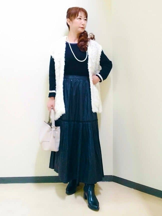 花さんの「Reflect｜【腰周りすっきり◎】プリーツギャザースカート」を使ったコーディネート