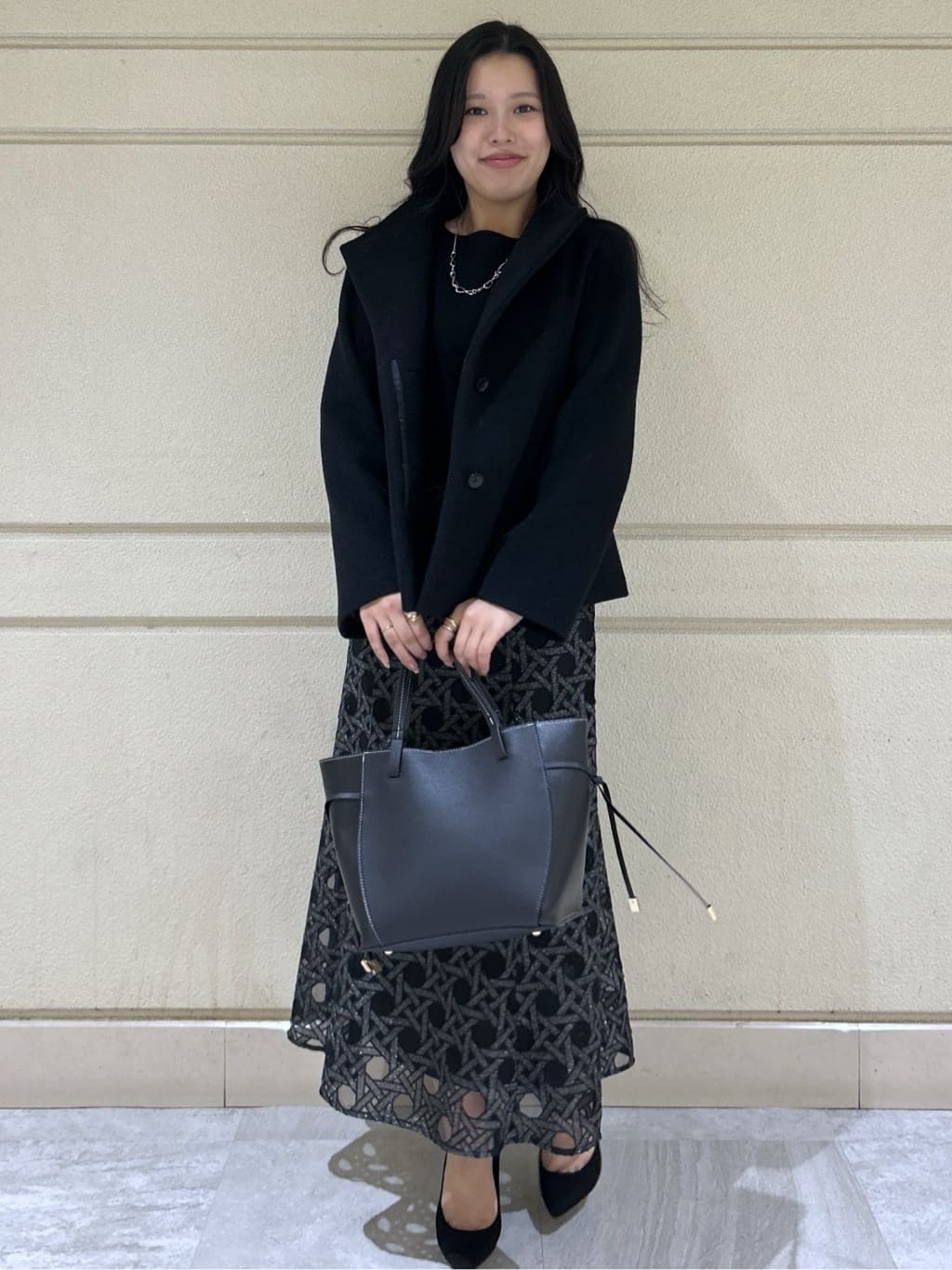 Momokaさんの「COUP DE CHANCE｜【日本製】スタンドカラーのショート丈コート」を使ったコーディネート