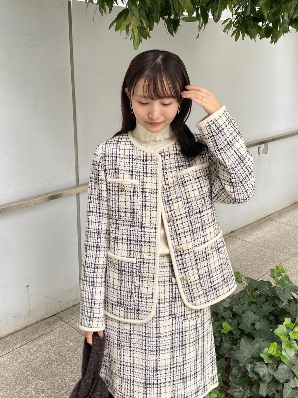 みさかさんの「index｜チェックツィードスカート／セットアップ対応【洗える】」を使ったコーディネート