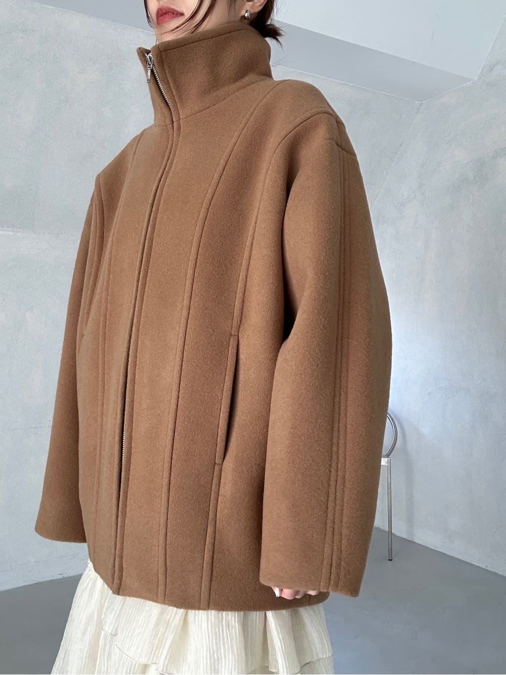 harunaさんの「CODE A｜wool volume short coat」を使ったコーディネート