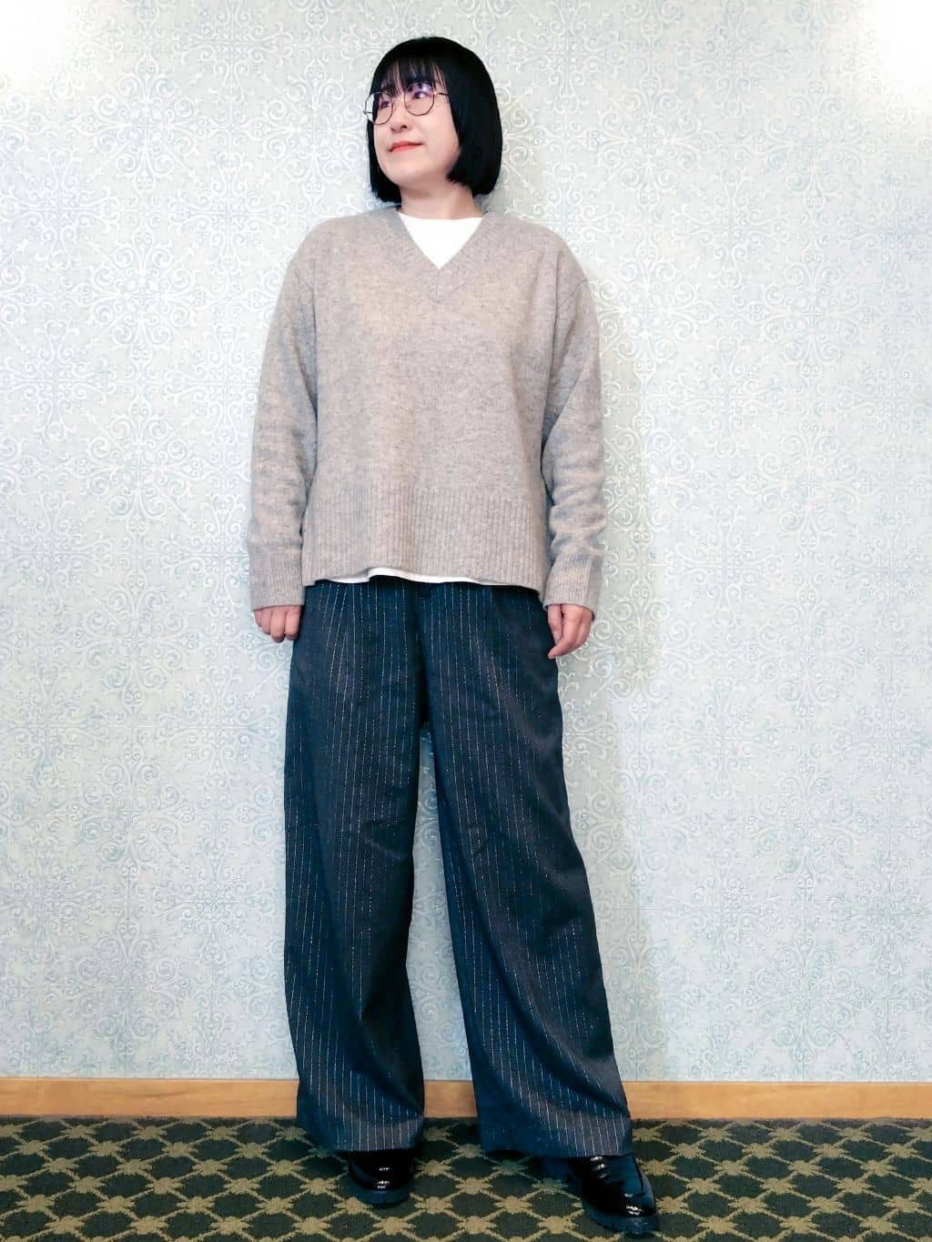 みいさんの「index｜ラメストライプワイドパンツ【洗濯機OK】」を使ったコーディネート