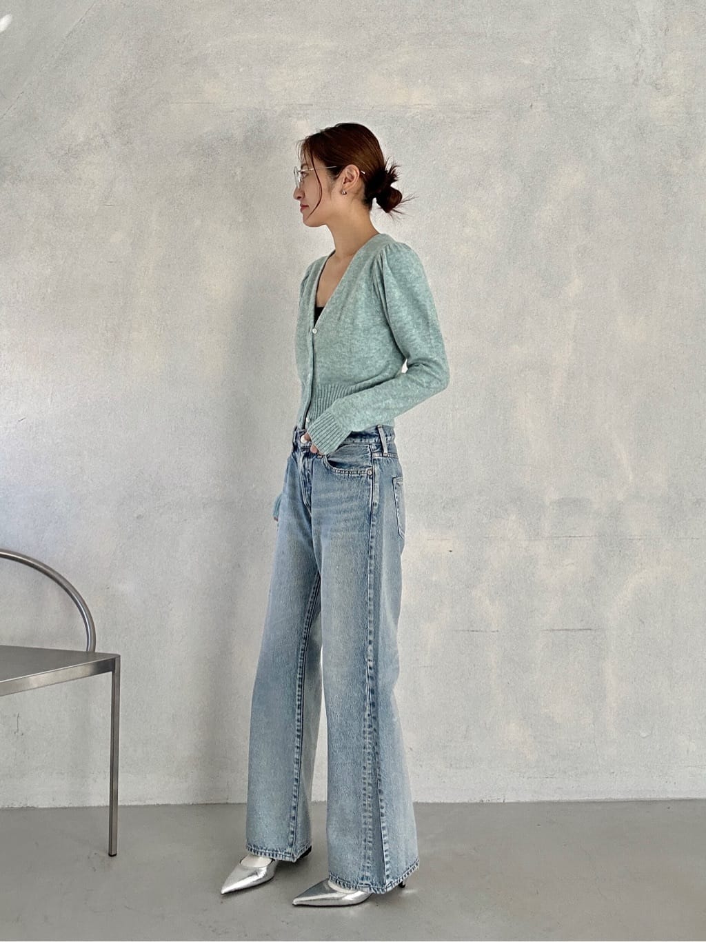 harunaさんの「CODE A｜M cloudy puff cardigan」を使ったコーディネート
