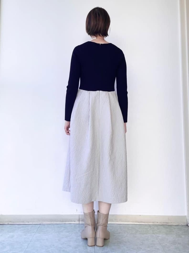 aliceさんの「UNTITLED｜【大人フェミニン/トレンド】ニット&times;ジャカード ドッキングワンピース」を使ったコーディネート