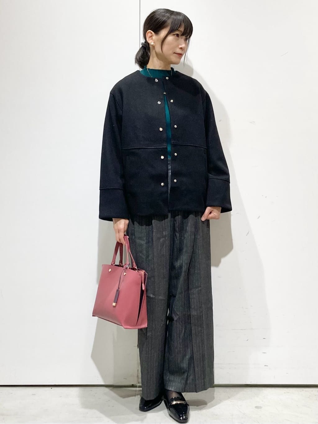 Jさんの「OPAQUE.CLIP｜ウールライクメルトンノーカラーコート【洗濯機洗い可】」を使ったコーディネート