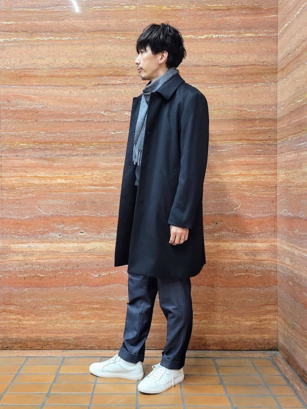 piroyaさんの「TAKEO KIKUCHI｜カシミヤブレンド ビーバー調ステンカラーコート」を使ったコーディネート