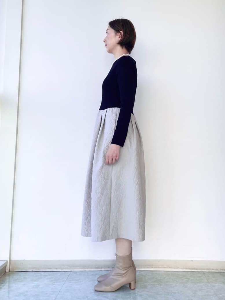 aliceさんの「UNTITLED｜【大人フェミニン/トレンド】ニット&times;ジャカード ドッキングワンピース」を使ったコーディネート