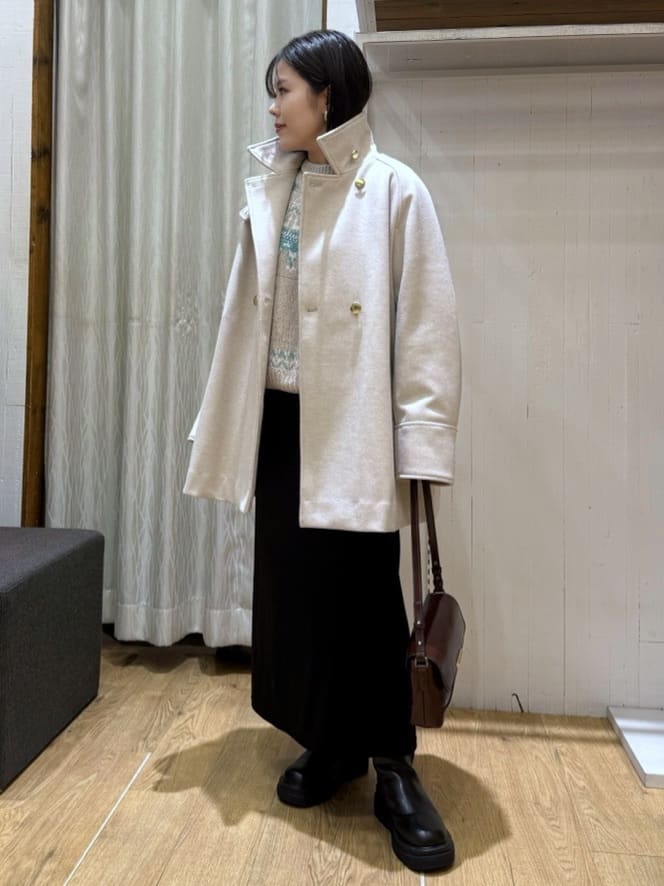 chさんの「THE SHOP TK｜クラシカルな装い ウールライクスタンドカラーコート」を使ったコーディネート