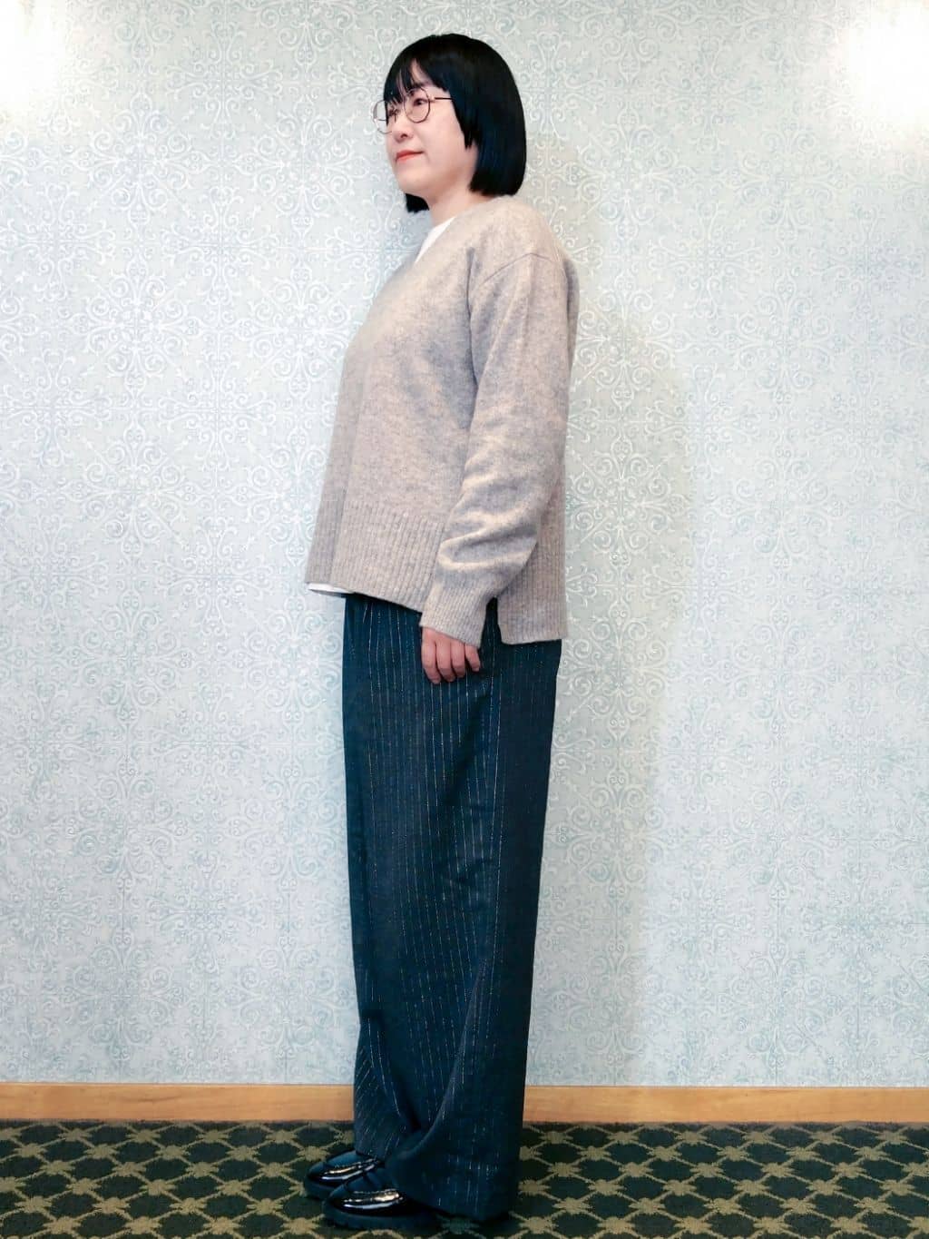 みいさんの「index｜ラメストライプワイドパンツ【洗濯機OK】」を使ったコーディネート