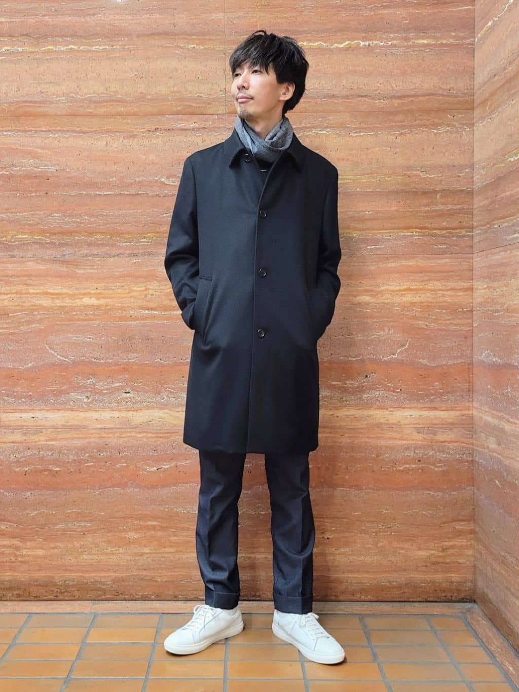 piroyaさんの「TAKEO KIKUCHI｜カシミヤブレンド ビーバー調ステンカラーコート」を使ったコーディネート