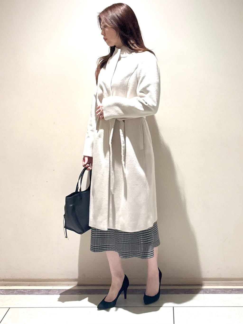 sakiさんの「COUP DE CHANCE｜【カシミヤ混／日本製】Iラインスタンドウィングカラーコート」を使ったコーディネート