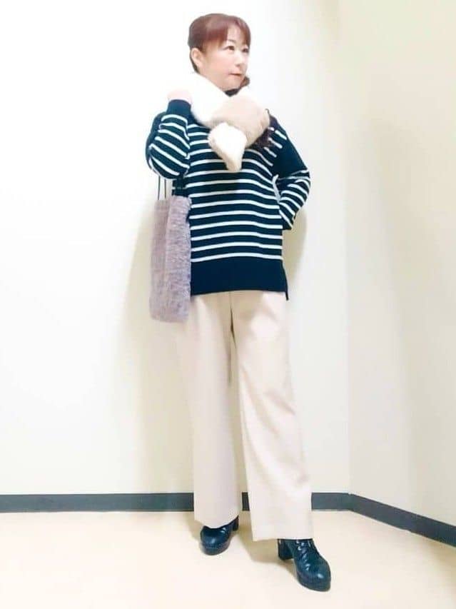 花さんの「Reflect｜【ウエスト総ゴム／セットアップ可】フルレングスストレートパンツ」を使ったコーディネート