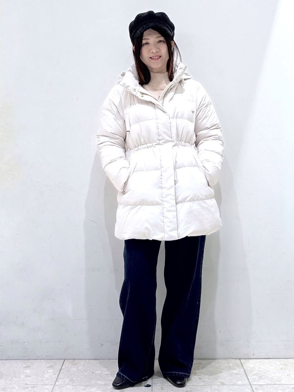 mameさんの「OPAQUE.CLIP｜KAWADAダウンドロストミドルコート【撥水／洗濯機OK／2WAY／静電気防止裏地】《XS～3L》」を使ったコーディネート