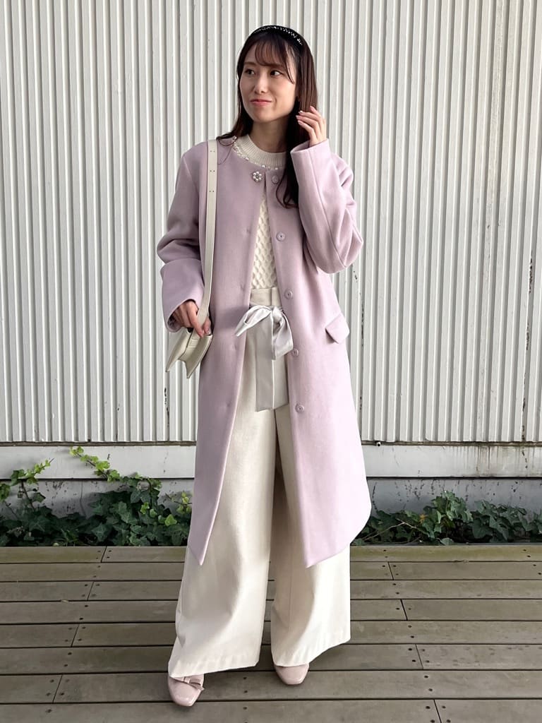 はばさんの「Couture brooch｜【上品華やか・通勤】ラメツイード ワイドパンツ」を使ったコーディネート