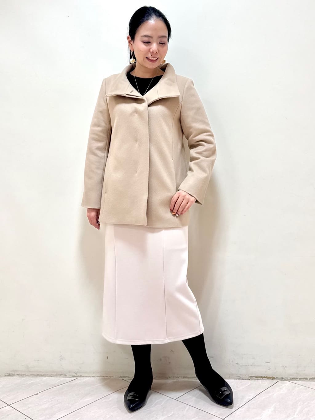 rincoさんの「Reflect｜【SS-4Lサイズ／衿が顔に当たらない◎】スタンドネックミドルコート」を使ったコーディネート