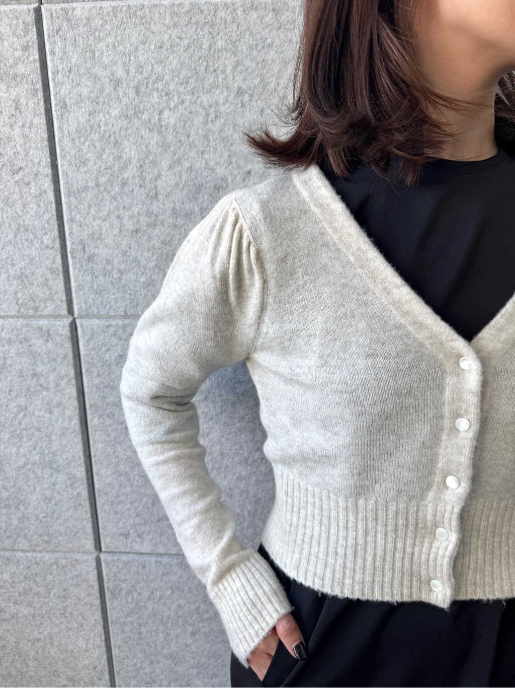 uchi__yamaさんの「CODE A｜M cloudy puff cardigan」を使ったコーディネート