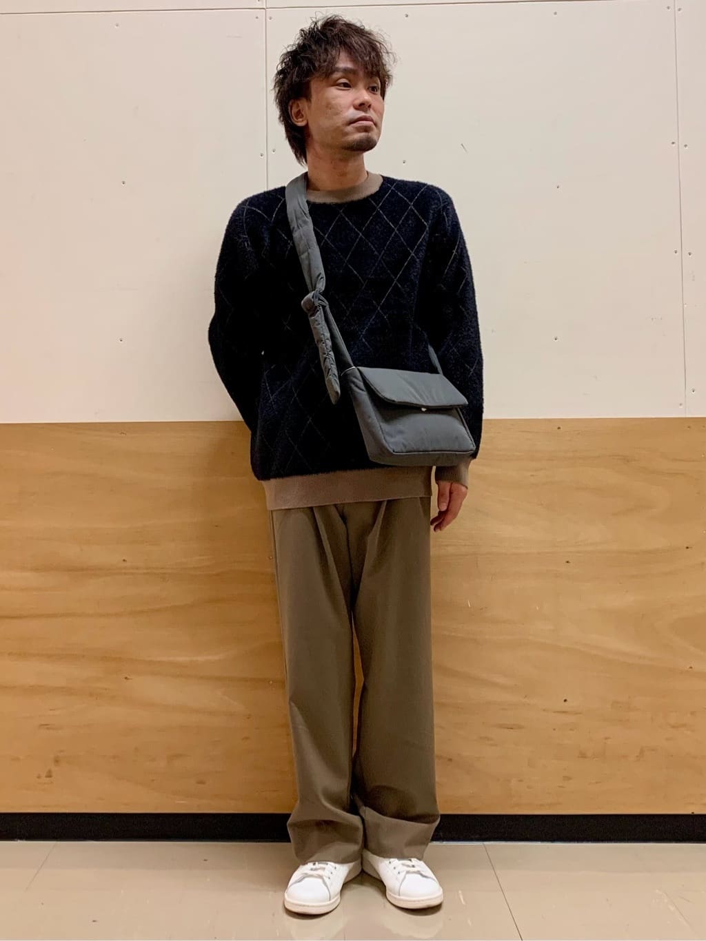 MATUさんの「THE SHOP TK｜【ふんわり心地いい肌触り】　ダイヤ柄シャギーニット」を使ったコーディネート