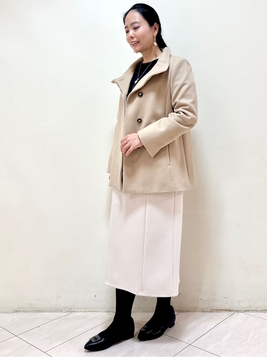 rincoさんの「Reflect｜【SS-4Lサイズ／衿が顔に当たらない◎】スタンドネックミドルコート」を使ったコーディネート