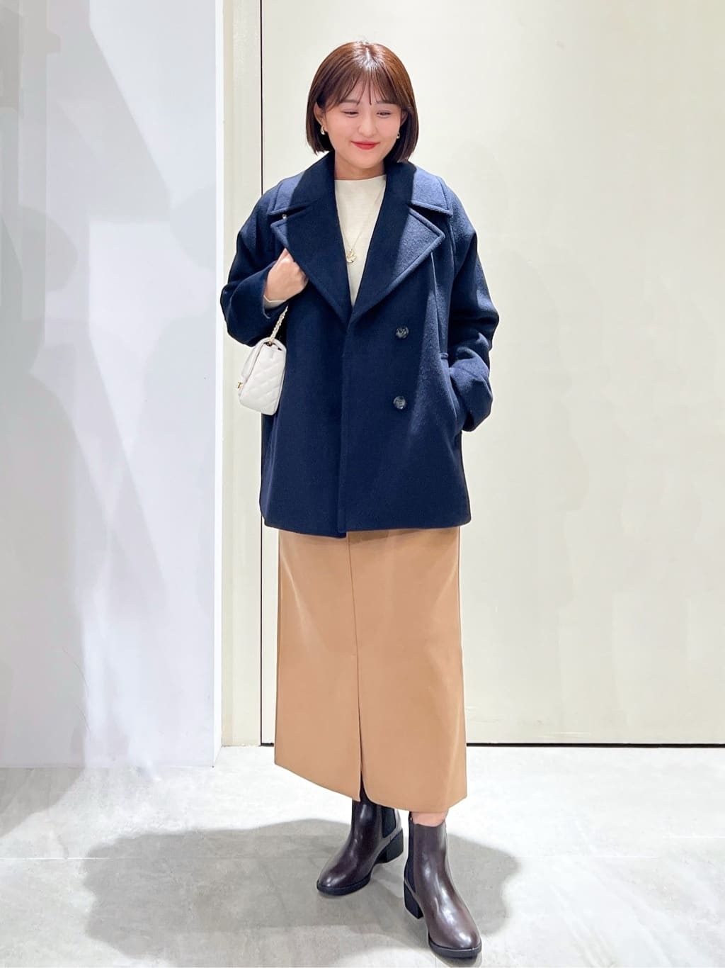 Unaさんの「OPAQUE.CLIP｜カシミヤブレンドウールミドルピーコート」を使ったコーディネート