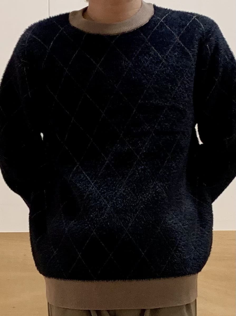 MATUさんの「THE SHOP TK｜【ふんわり心地いい肌触り】　ダイヤ柄シャギーニット」を使ったコーディネート