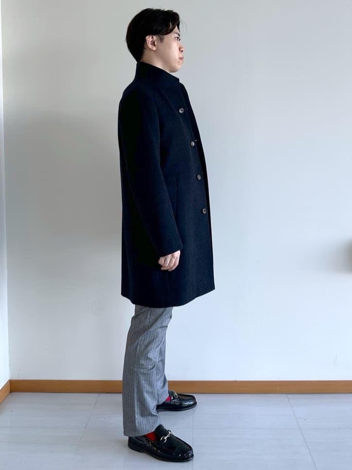 イッシーさんの「TAKEO KIKUCHI｜【ウールカシミヤブレンド】ビーバー調 スタンドカラー コート」を使ったコーディネート