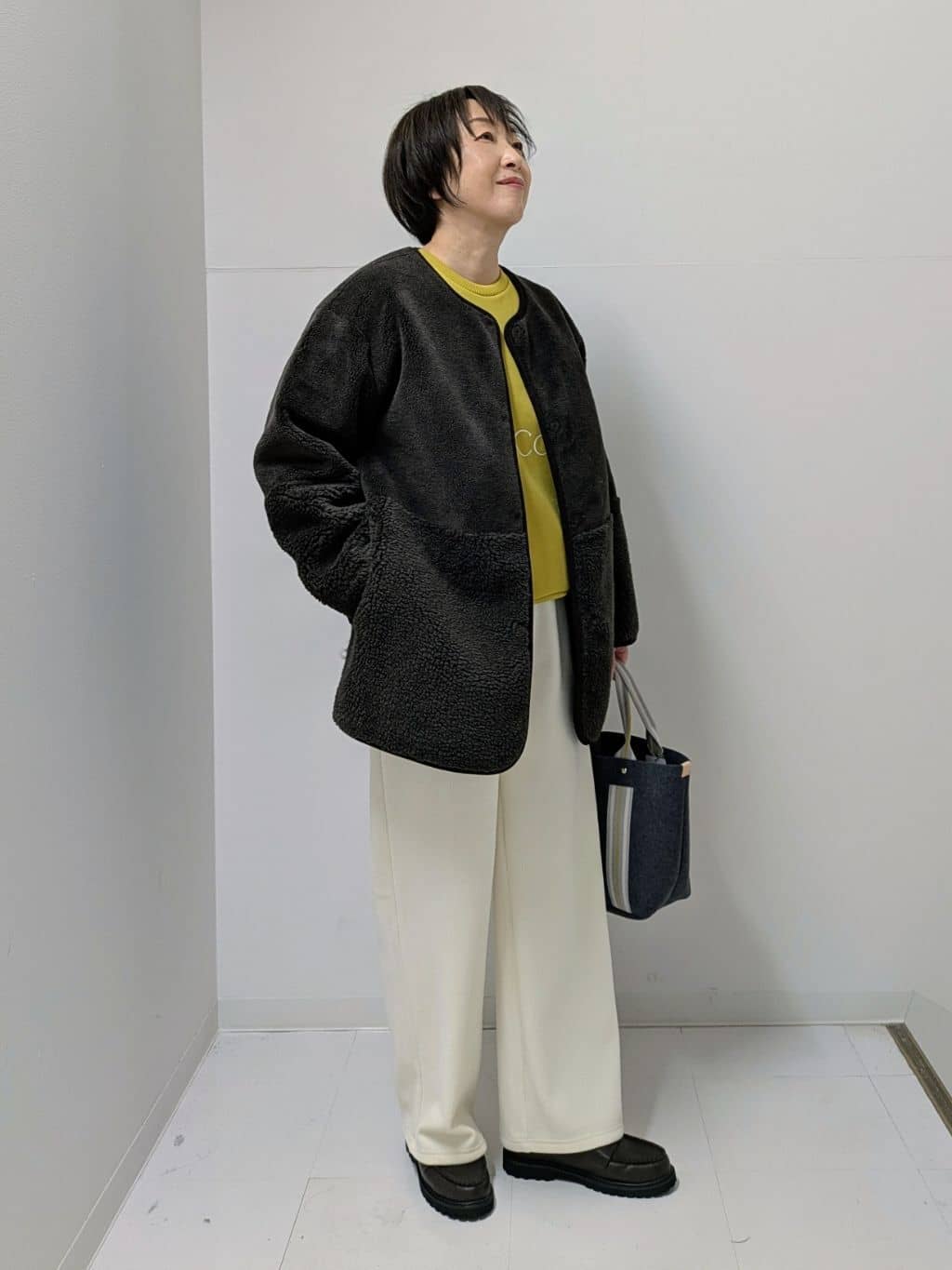Asaさんの「Dessin｜【2WAY】フェイクムートンコート」を使ったコーディネート