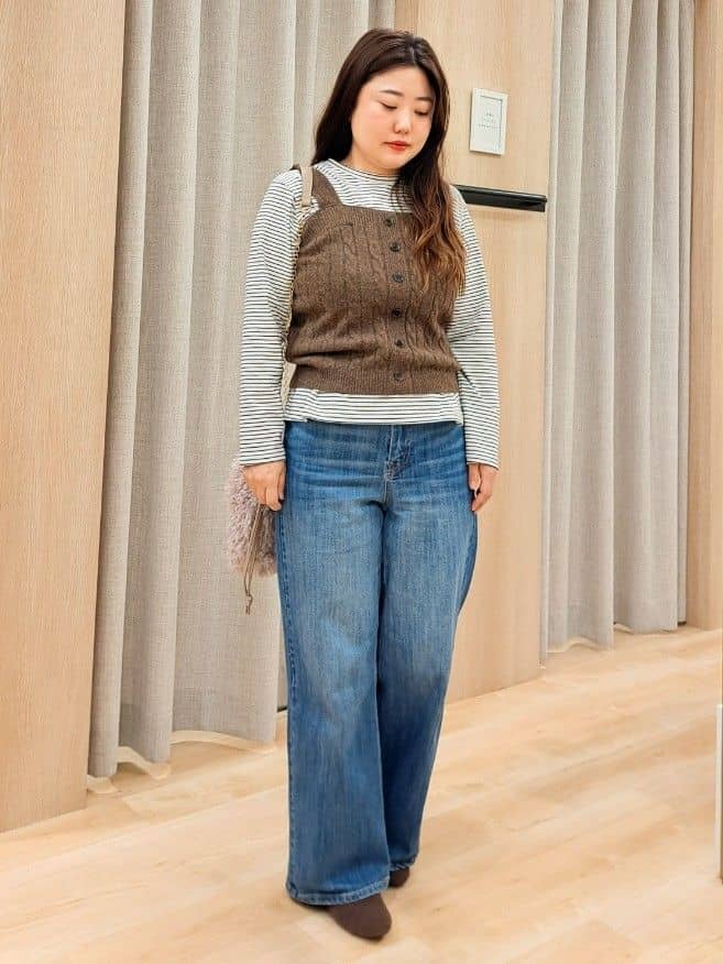 ふるさんの「grove｜【SETITEM】ケーブルニットビスチェ」を使ったコーディネート