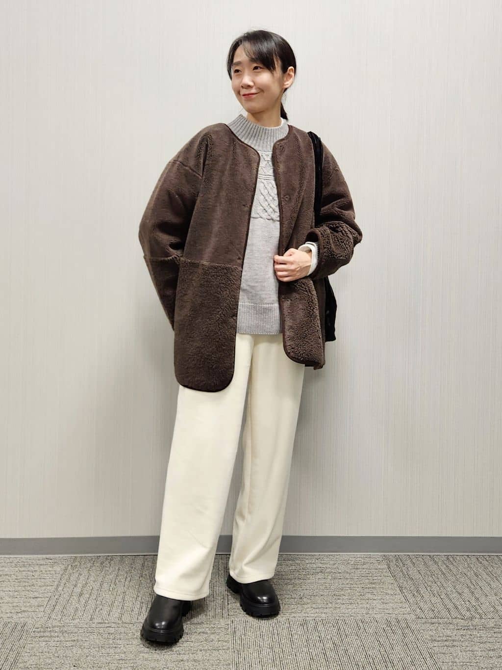 naraさんの「Dessin｜【2WAY】フェイクムートンコート」を使ったコーディネート