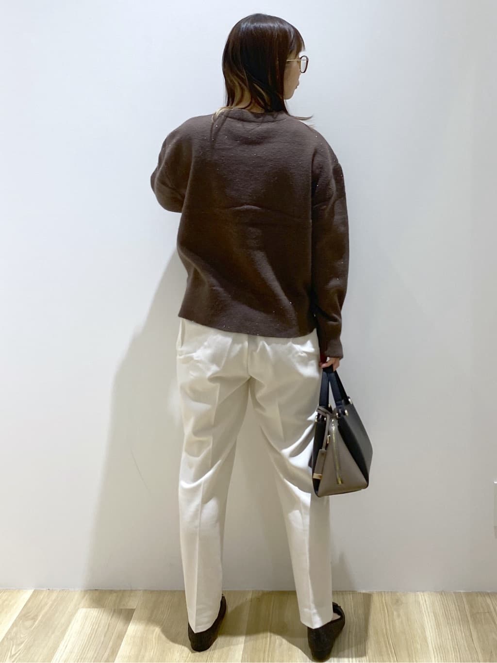 えりさんの「OPAQUE.CLIP｜きらきらクルーミドルゲージニット【洗濯機OK】」を使ったコーディネート