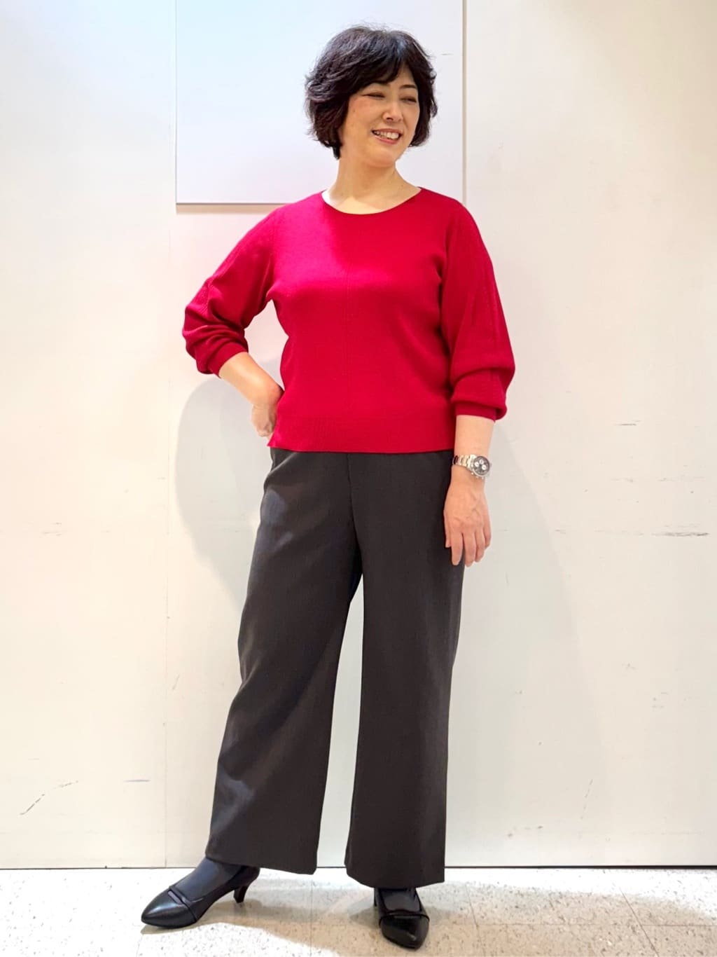 ヤスコさんの「Reflect｜【選べる6色／長く着られる◎】ボートネックニット」を使ったコーディネート