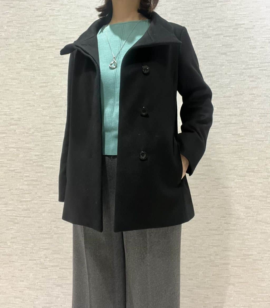 marikoさんの「Reflect｜【SS-4Lサイズ／衿が顔に当たらない◎】スタンドネックミドルコート」を使ったコーディネート