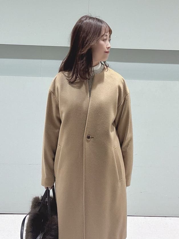 makiさんの「UNTITLED｜【日本製／通勤／フォーマル】カシミヤ混ノーカラーコート」を使ったコーディネート