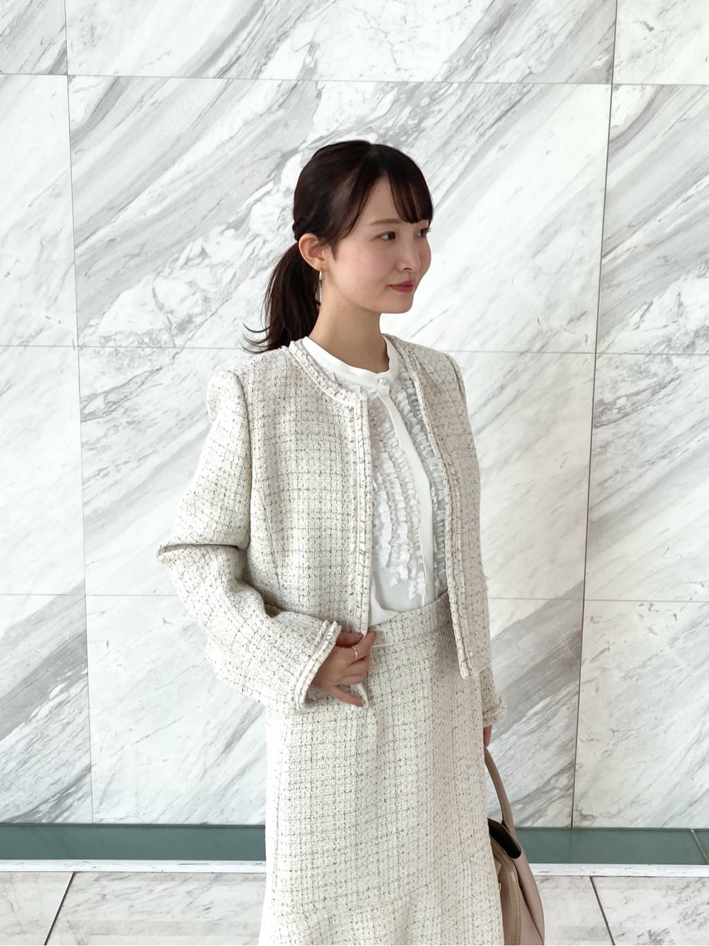 みさかさんの「index｜《通勤／セットアップ対応》ノーカラーツイードジャケット【洗濯機OK】」を使ったコーディネート