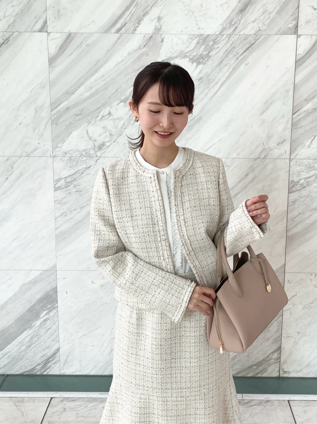 みさかさんの「index｜《通勤／セットアップ対応》ノーカラーツイードジャケット【洗濯機OK】」を使ったコーディネート