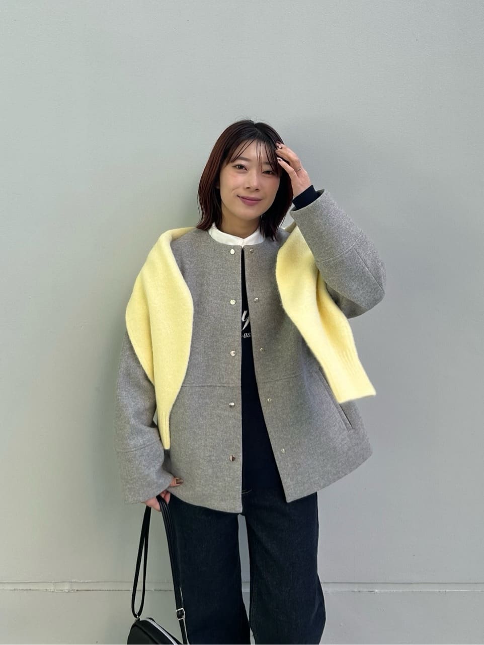 RINAさんの「OPAQUE.CLIP｜ウールライクメルトンノーカラーコート【洗濯機洗い可】」を使ったコーディネート