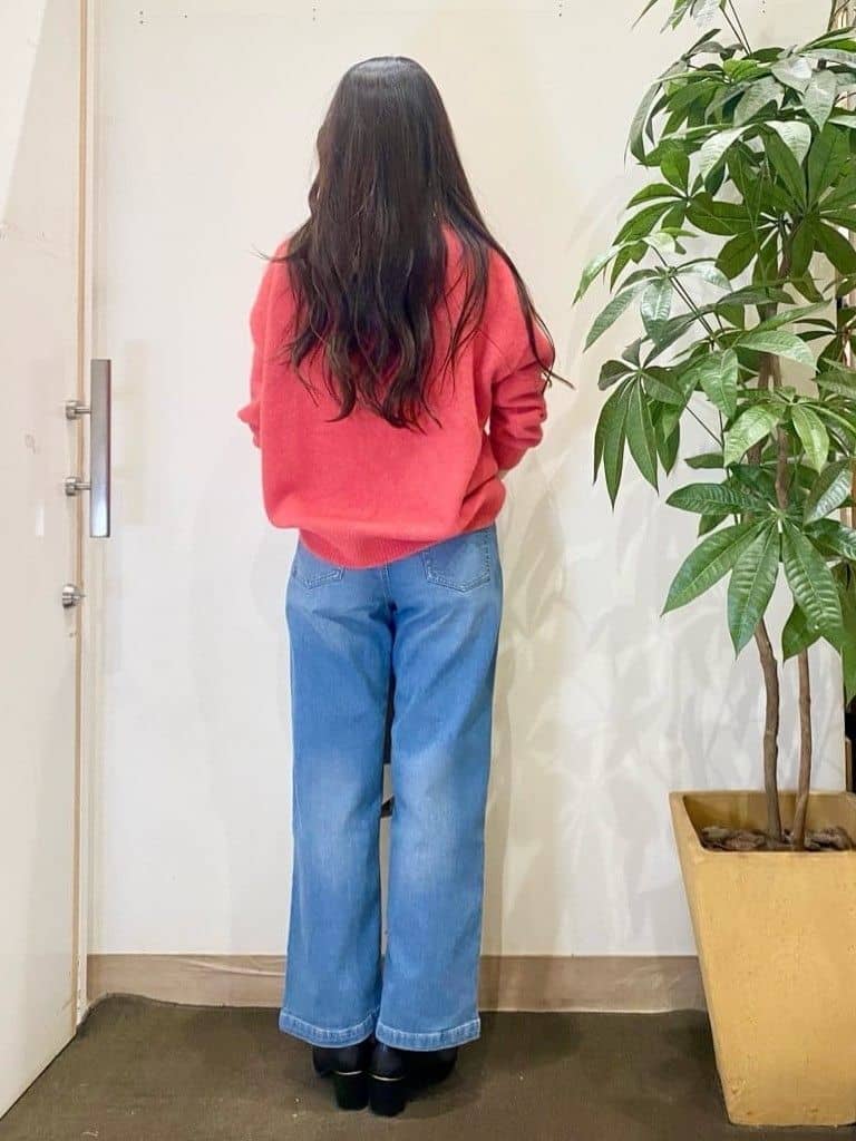 AYUMIさんの「SHOO･LA･RUE｜【あったか/SS-LL】裏微起毛 ストレートデニムパンツ」を使ったコーディネート
