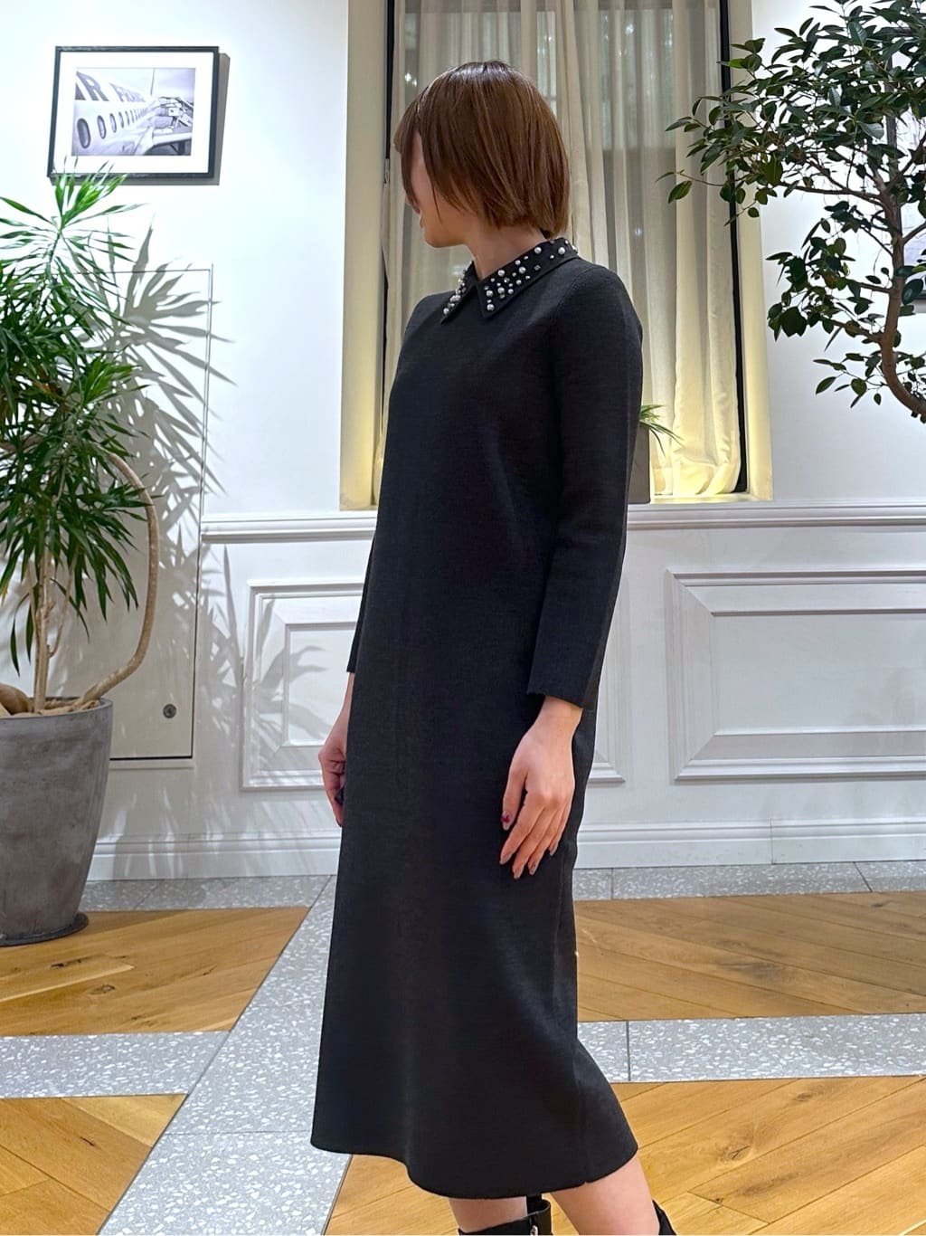 なべこさんの「DRESSTERIOR｜スパンコール2WAY巾着バッグ」を使ったコーディネート