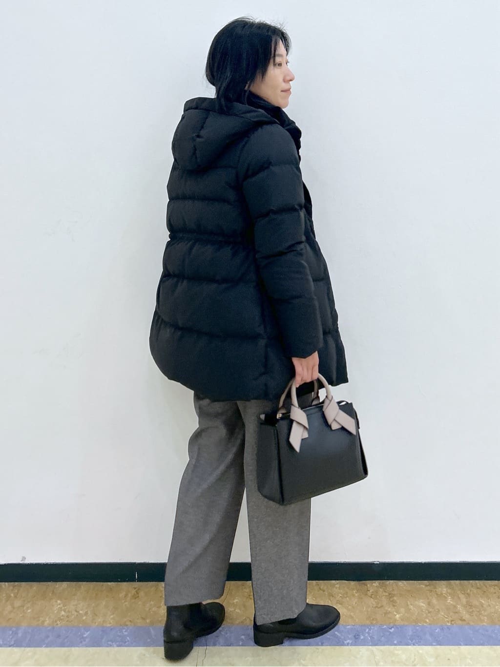 su.さんの「index｜KAWADAダウンドロストミドルコート【撥水／洗濯機OK／2WAY／静電気防止裏地】《XS～3L》」を使ったコーディネート