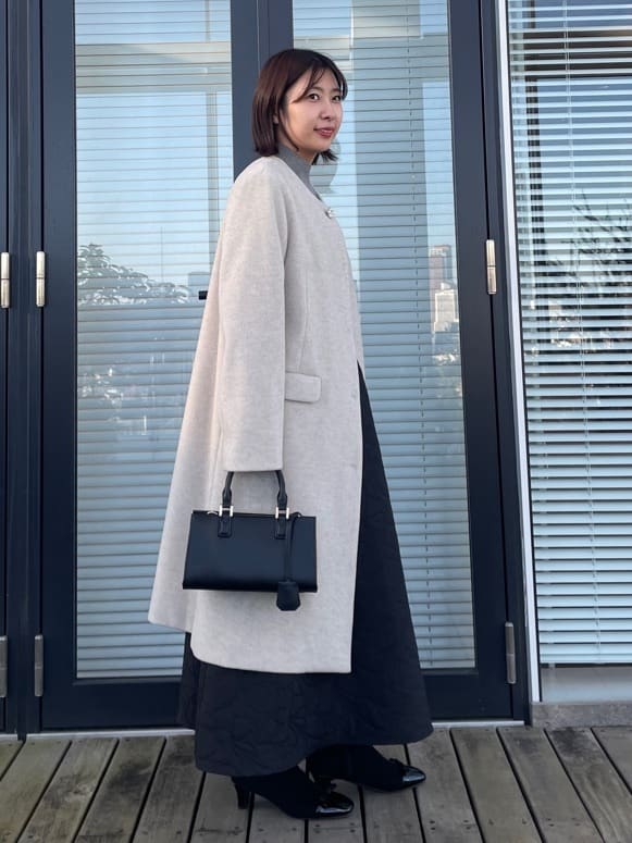 abeさんの「Couture brooch｜【多機能・フェミニン】パール調リブニット」を使ったコーディネート