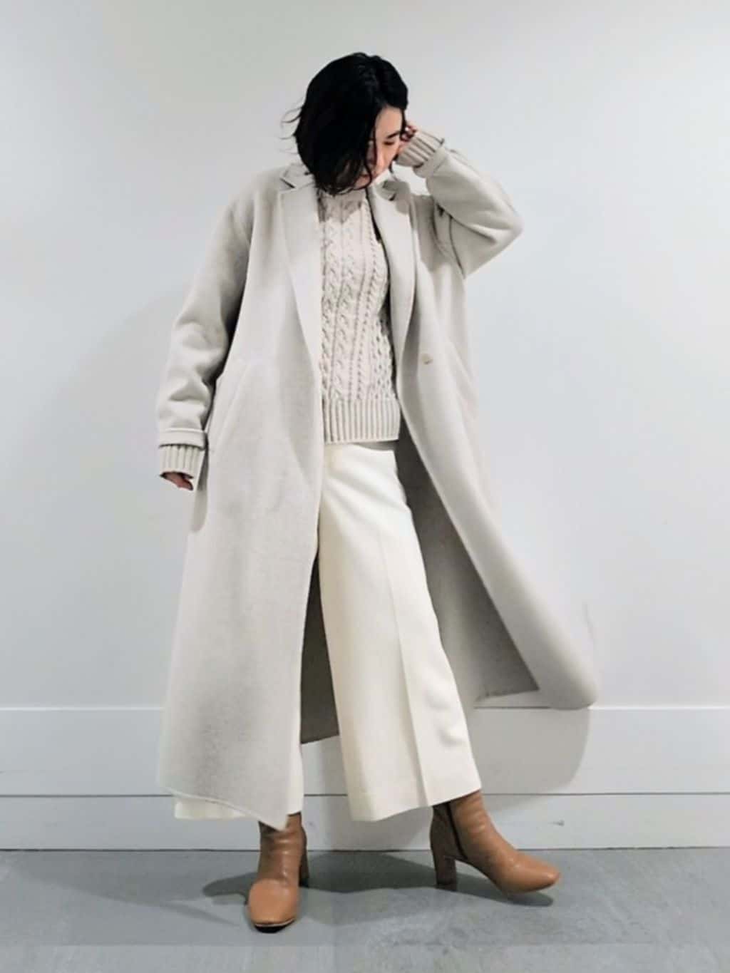 ミズタさんの「UNTITLED｜【洗える】スポンディッシュ ケーブル柄ニット」を使ったコーディネート