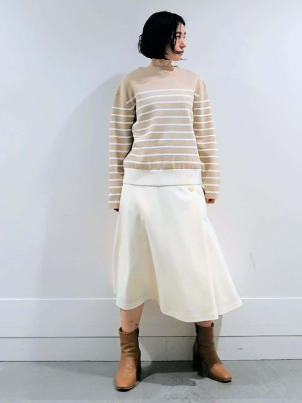 ミズタさんの「UNTITLED｜【洗える】モックネックミラノリブニット」を使ったコーディネート