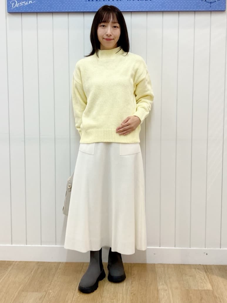 yoshiさんの「Dessin｜【洗える】ハイネックベロアモールニット」を使ったコーディネート