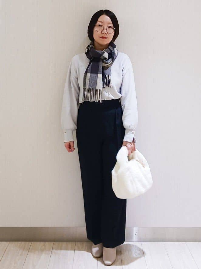 KaHoさんの「index｜ラメガーター編みボートネックニット【洗濯機OK】《8col／XS～LL》」を使ったコーディネート