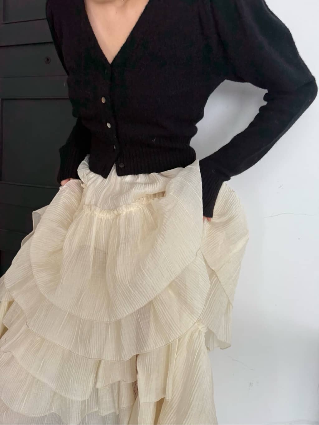 miyu maesakaさんの「CODE A｜M cloudy puff cardigan」を使ったコーディネート