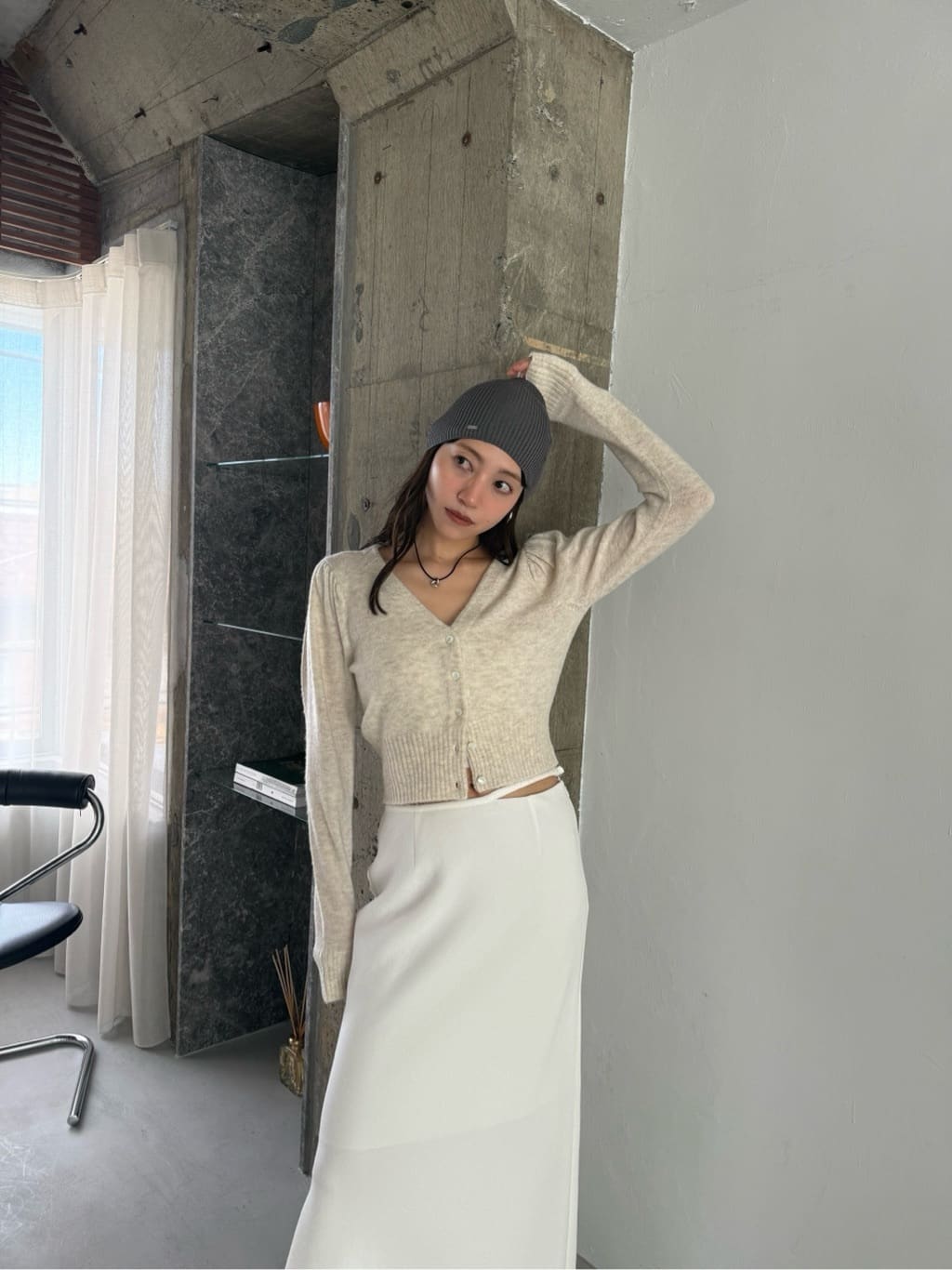 miyu maesakaさんの「CODE A｜M cloudy puff cardigan」を使ったコーディネート
