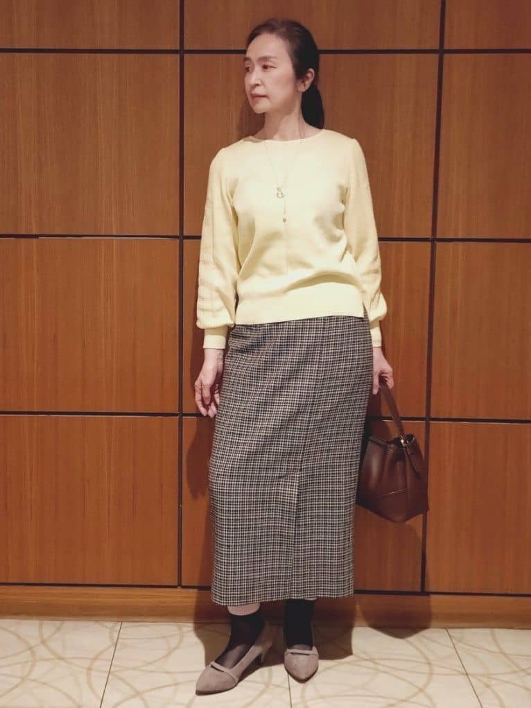Kさんの「Reflect｜【選べる8色／スカートにもパンツにも◎】ウール混ボートネックニット」を使ったコーディネート
