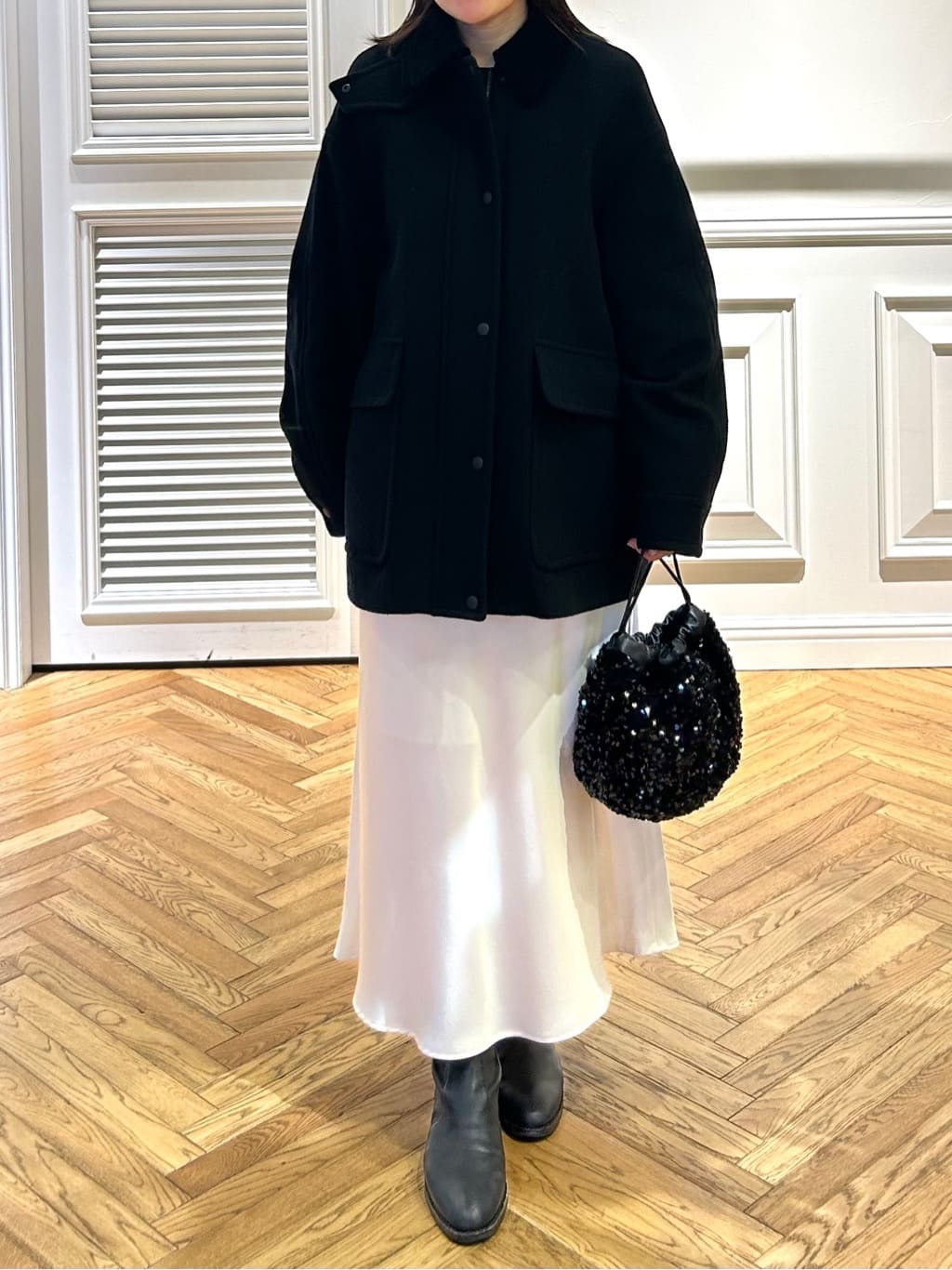 cocoさんの「DRESSTERIOR｜ストレッチヴィンテージサテンナロースカート」を使ったコーディネート